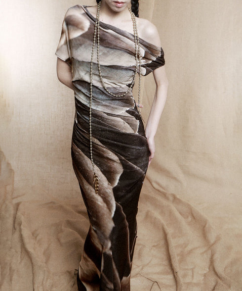 Feather Print Mermaid Dress